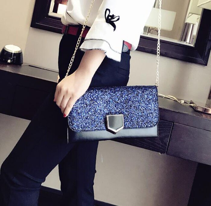 dames paillettes paillettes étincelle Bling jour pochette sac à main soirée partie PU cuir enveloppe sac à main directe