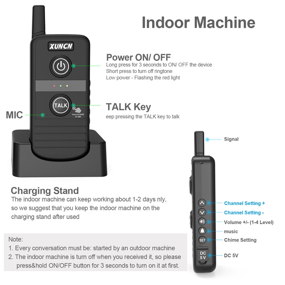 Audio Intercom Systems for Home Office Long-distance Two-Way Walkie-Talkie Elderly Pager Mobile Wireless Intercom Doorbell
