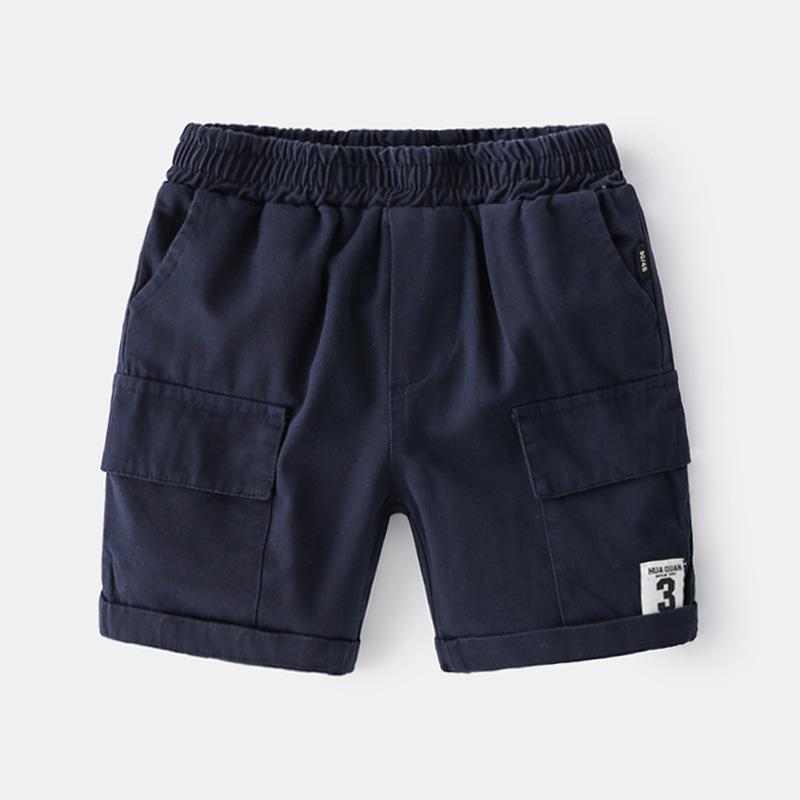 Zomer Jongens Shorts Effen Kleuren Kids Broek Zakken Kids Strand Korte Sport Korte Broek Kids: Blue / 4T
