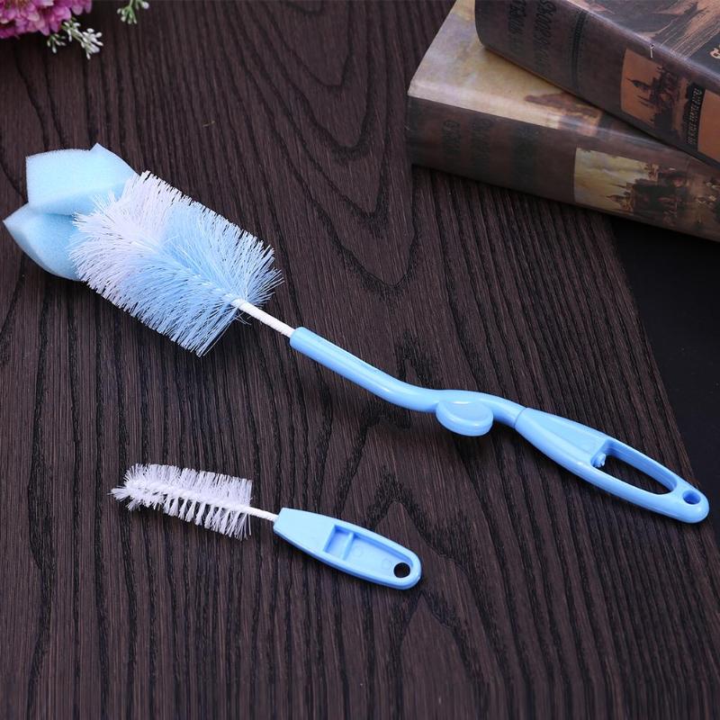 360-degree Rotating Nipple Brush Useful Head Cleaning Sponge Brush Kit Krippe Nippel Tasse Schwamm Pinsel Baby Milch Flasche 2