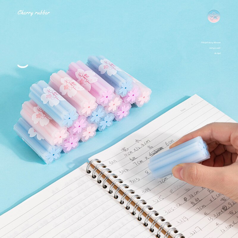 1pcs Cherry Rubber Eraser Mini Pink Sakura Flower Erasers for Pencil Cleaning Stationery Office School Supplies Girl F152