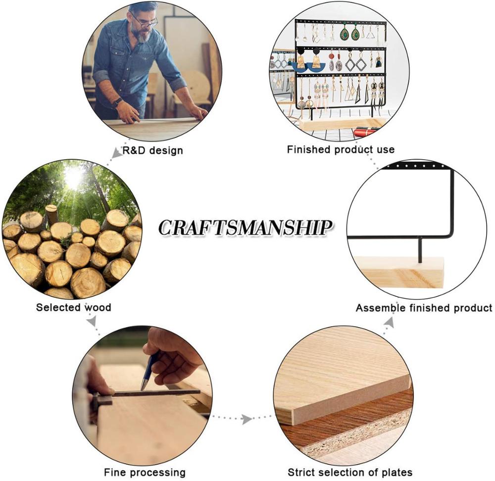 Oorbellenstandaard 3-- laags sieradenhouder organizer 69 gaten met houten basis displayrek voor vrouwen meisjes ho