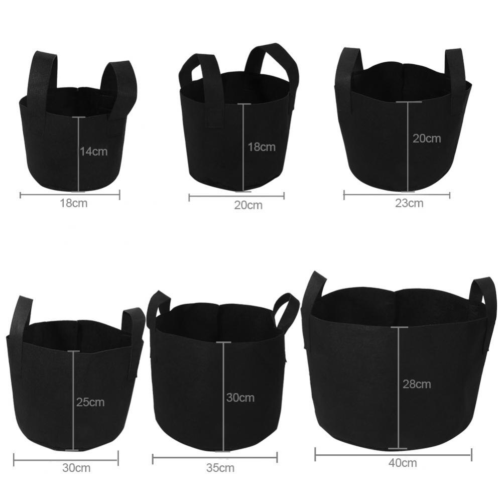 6 størrelser sort tykkelse stof pottepose rodbeholder vokse taske værktøjer haven potter planter