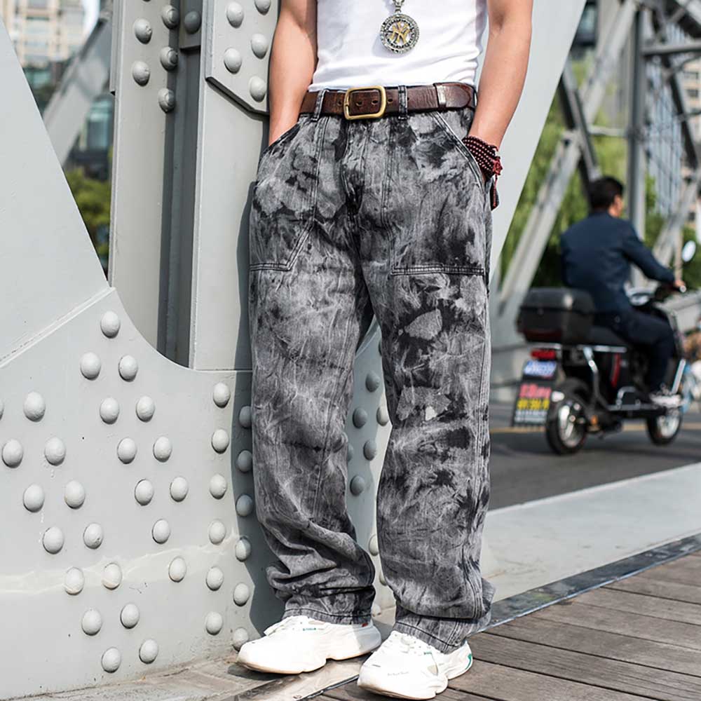 Pantalones vaqueros de camuflaje para hombre, pantalón vaquero informal, suelto holgado, rectos, harén, ropa