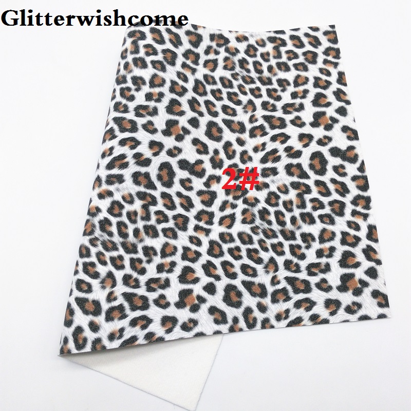 Glitterwishcome 21X29CM A4 Size Vinyl Voor Bogen Gedrukt Luipaard Op Suède Faux Lederen Lakens Voor Bows, GM3199B: 2