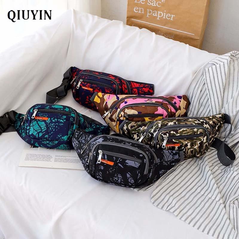 Qiuyin Prämie Koreanische fanny Pack Getarnt Tasche frauen Taille Tasche Schulter Streetwear miserabel retro unisex Tasche Reißverschluss Gürtel Leinwand