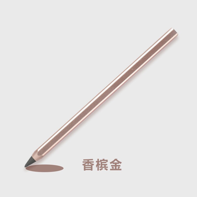 1Pcs Mode Metalen Potlood Vierkante Zonder Inkt Duurzaam High-End Handtekening Pen Kantoor Student Leveringen: xiang-bing-jin