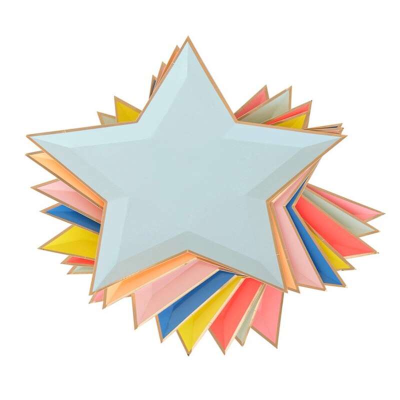 Wegwerp Servies Bruiloft Decoratie 8Pcs/1 Pack Effen Kleur Vijfpuntige Ster Papier Lade Verjaardagsfeestje Decoraties kids