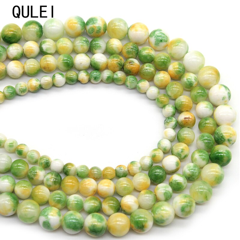 Natuursteen Kralen Geel Wit Perzische Jades Ronde Kralen Voor Sieraden Maken Handwerken Diy Armband Ketting Charms 6 8 10 12