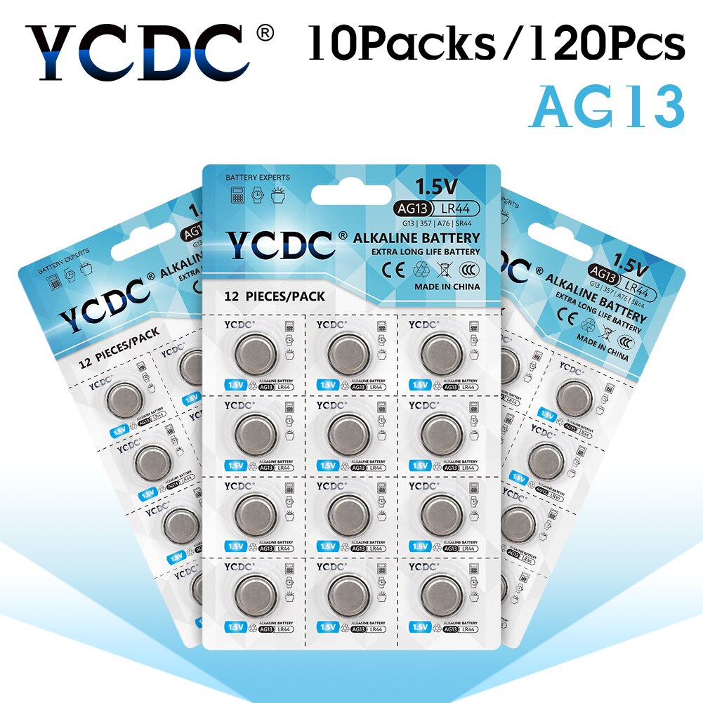 YCDC AG13 Geschmack Batterie LR44 357A S76E 1,5 V AG13 alkalisch Knopfzellen Batterien Für Uhr Elektronische Fernbedienung 12 teile/los: 120Stck