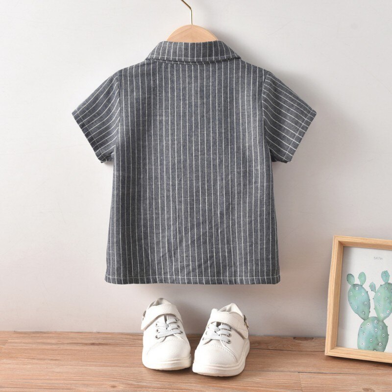 Jongens Gestreept Shirt Zomer Korte Mouw Blouse Kid Kleding Voor Baby Boy Gentleman Polo T-Stront Jongen Casual Top 1-6Y