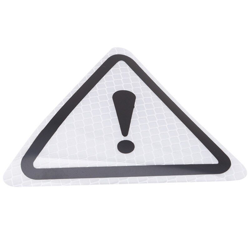 Universal Reflective Stickers Car Bodywork Decorative Plaster Motorcycle Triangle Exclamation Warning Label Reflective Warning: white