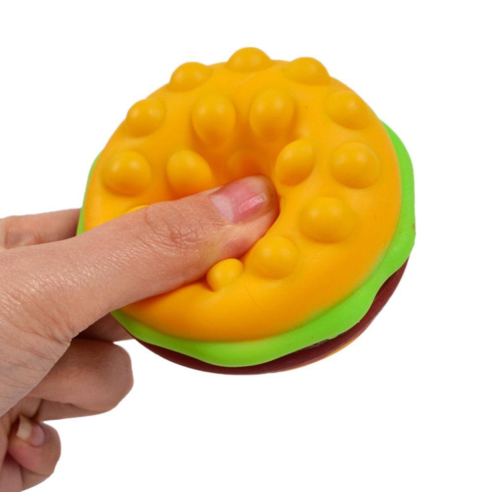 3D Squishy Hamburger Fidget Toys Silicone Decompression Silicone Squeeze Fidget Ball Fidget Sensory Toy Burger Stress Ball