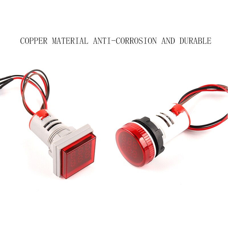 Mini compteur numérique Led rond carré 22MM 6 chiffres 0-999999 AC 220V-380V, compteur de Signal électronique