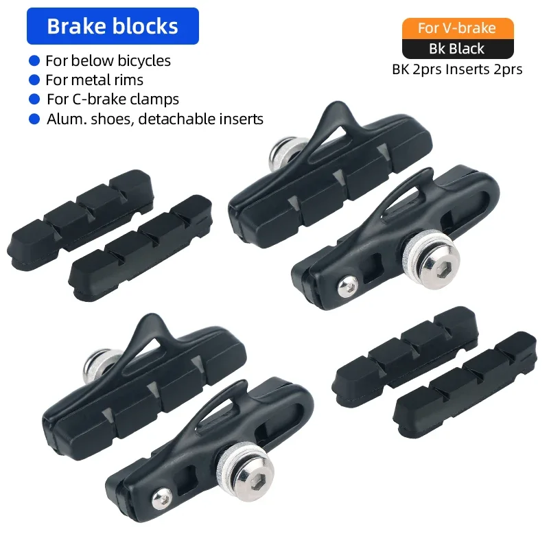 55mm Caliper Brakes Pad for Road Bike Metal Rim Low Wear Bicycle Stopping Blocks for C Shape Clamp Cycle Brake Inserts Replaceme: Light Grey