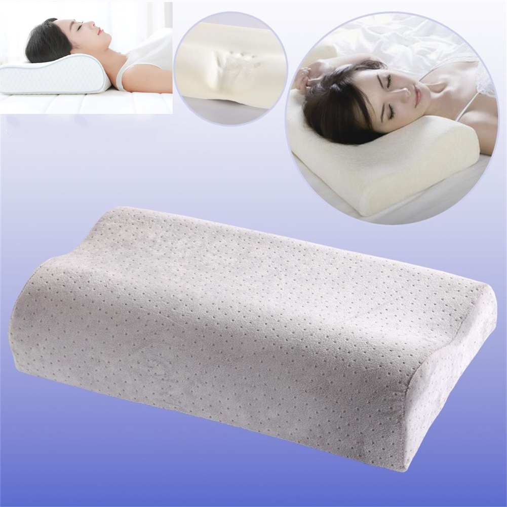 Almohada ortopédica grande de algodón para dormir, cojín de espuma viscoelástica de lujo para la cabeza, cuello, espalda y hombros, soporte para el dolor, respiración y cama: Gris claro