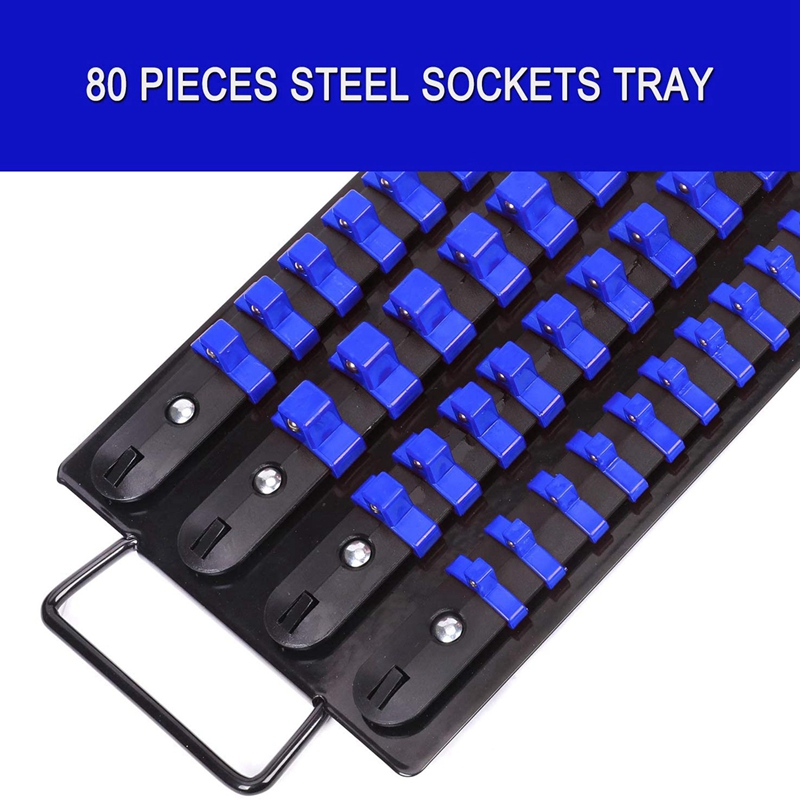 1 Piece Socket Holder, Socket Organizer Tray, Can Hold 80 Sockets (26X1/4In, 30X3/8In, 24X1/2In)