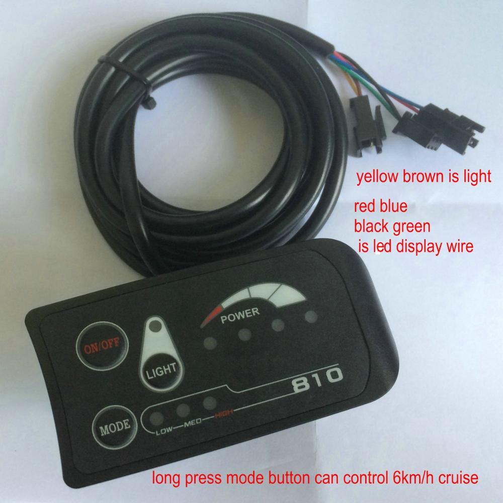 24v36v48v250w350w controller & led display control panel met 6 KM/H cruise & licht schakelaar knop elektrische fiets scooter deel