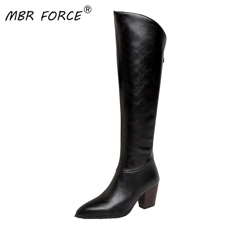 MBR FORCE cuir souple femmes genou bottes hautes moto bottes talons femme automne chaussures femme dames bottes printemps