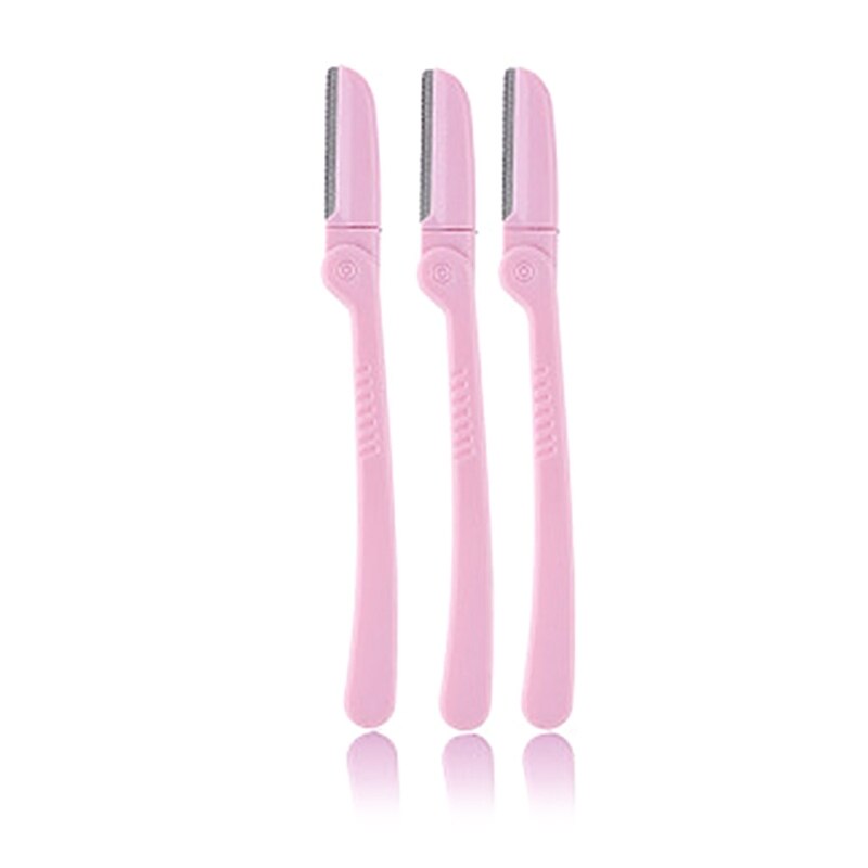 3 unids/set de rasuradora de cejas Facial Rosa plegable de acero inoxidable para cejas, removedor de vello, afeitadora, Kit de herramientas acicalado maquillaje