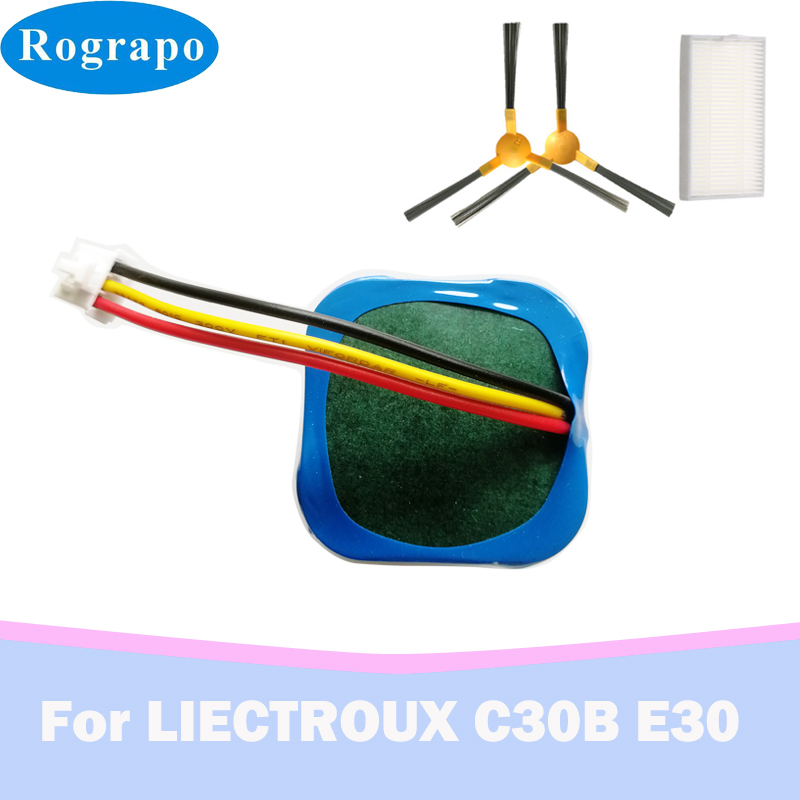 New 14,4 v 2800 li-ion battery parts kit, side brush for liectroux  c30b e30 robot vacuum cleaners: 2800 mah 1- plug