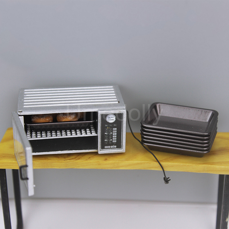 Casa de muñecas en miniatura a escala 1/12, horno microondas, juego de cocina, plato para hornear pan para muñeca BJD OB11, Mini accesorios de juguete de comida