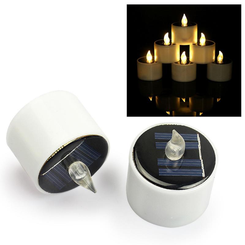 1PCS Solar Powered LED Candles Light Votive Tea Lights Flameless Rechargbale Candles Lights Solar Candles Lamp Home Decor Tools
