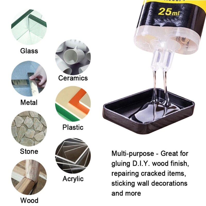 Practical 4/25ml Epoxy Resin AB Gum Strong Adhesive Liquid Glue for Repair Metal Plastic Wood Glass Ceramics N7MD