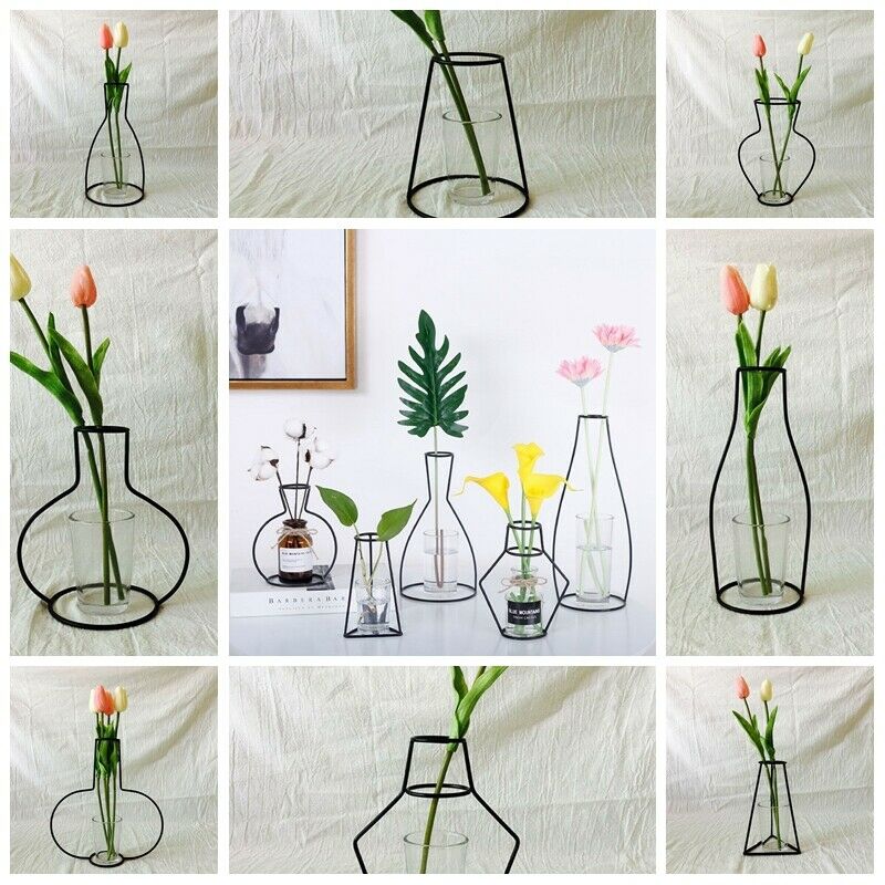 Flower Metal Stand Vase DIY Party Home Decoration Vase Black Plant Rack Stand Holder Iron Wire Flower Vases Without Cup