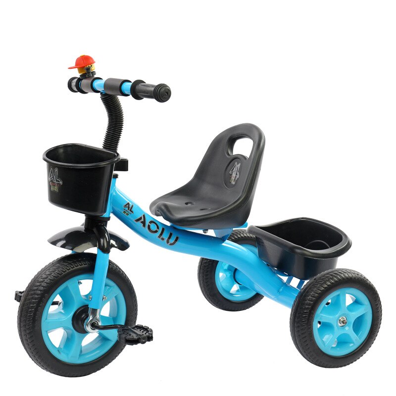 freundlicher Fahrrad Dreirad 2-6 Jahre alt Kohlenstoff Stahl Rahmen Jungen und Mädchen Art Pedal Dreirad Baby Gehhilfe Reiten spielzeug: Blau