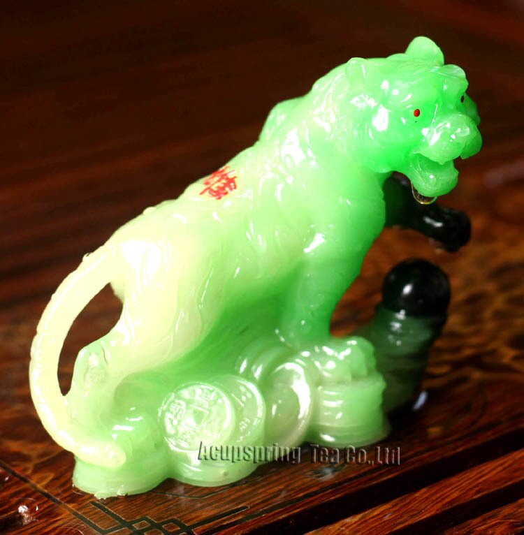 Tigre verde, amuletos de la suerte, zodiaco chino, sheniao, mascota allocroica, adorno fengshui, novedosos, mascota de té, S1015Ahu