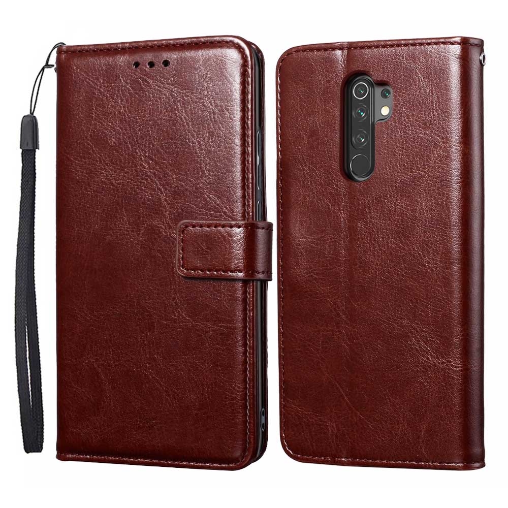 For Xiaomi Redmi 9 Case Flip Luxury case For Redmi 9 Case cover Wallet Leather Book Magnetic Phone Case Coque Capa: Style 1 Brown