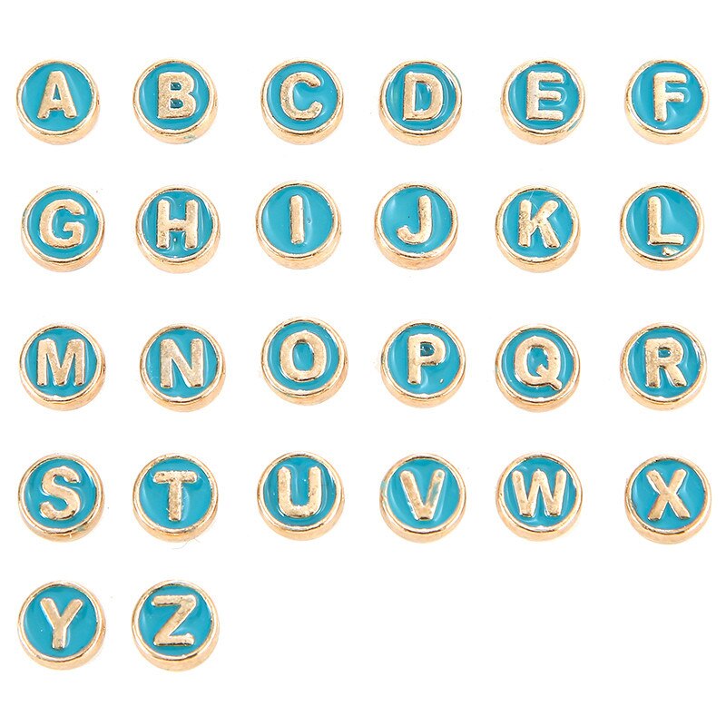 100pcs Alphabet Letter Double Face Enamel Charms Gold Color 8mm Pendants Jewelry Making Handmade Craft Accessories: 100pcs green