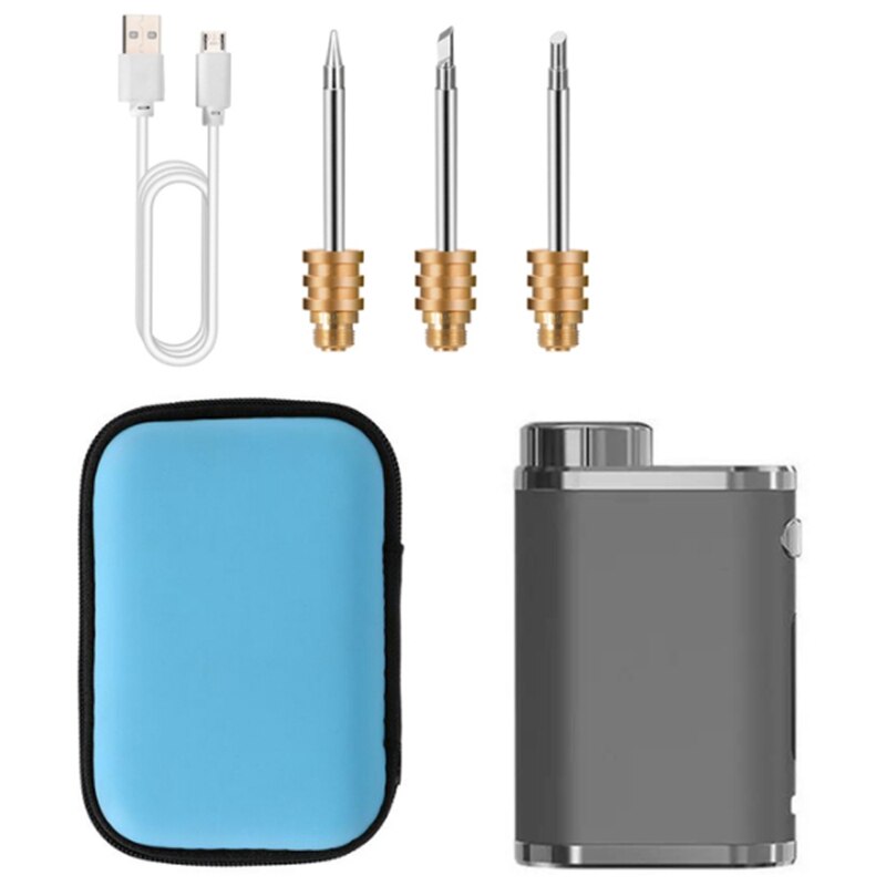Draagbare Oplaadbare Soldeerbout Usb Draadloze Batterij Soldeerbout 1W-75W High Power Verstelbare: Gray