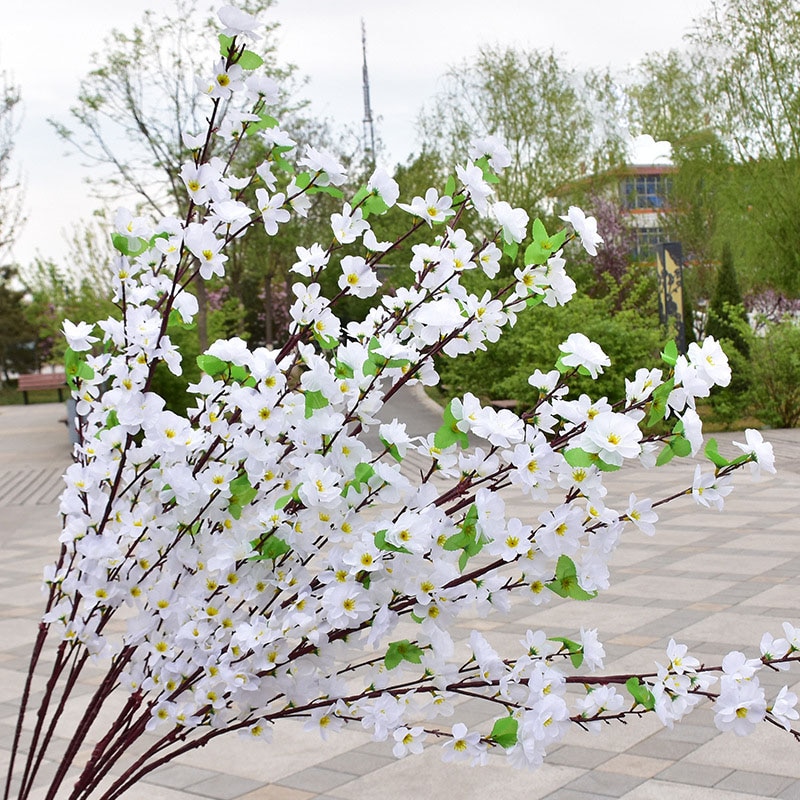 1pc 65CM Artificial Cherry Spring Plum Peach Blossom Branch Silk Flower Home Wedding Decorative Flowers Plastic Peach Bouquet