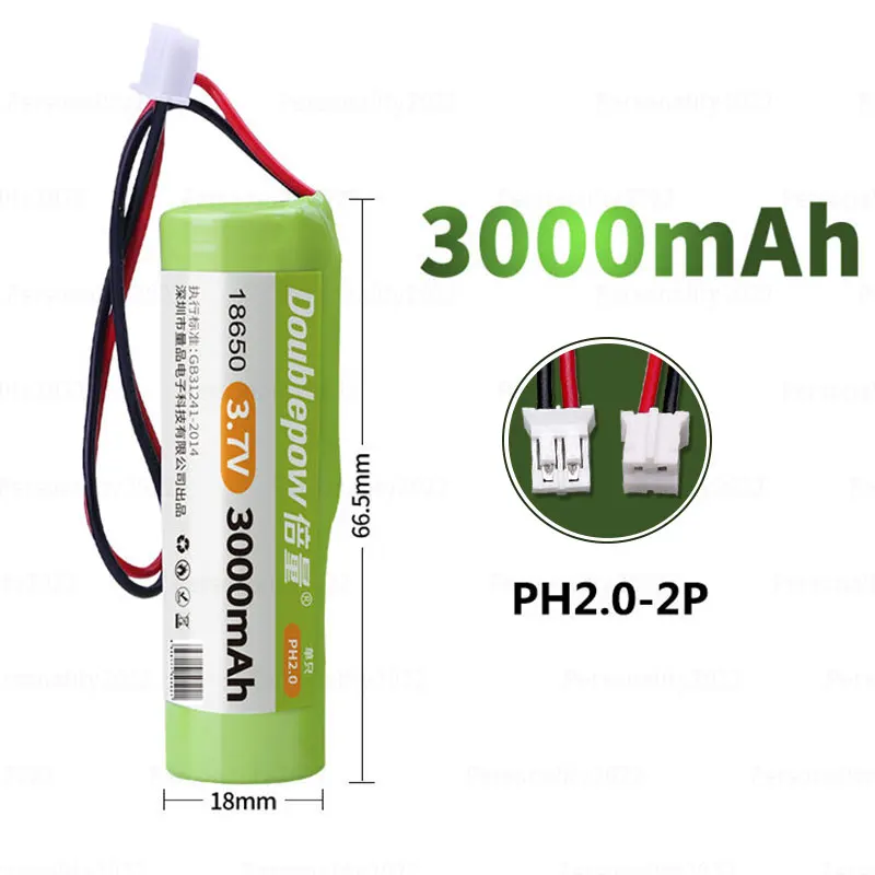 18650 Batteria 2200mAh 2500mAh 3000mAh 3500mAh Batterie ricaricabili 3.7V Li-Ion Cell PH2 2P per macchina da canto con luce di emergenza: green