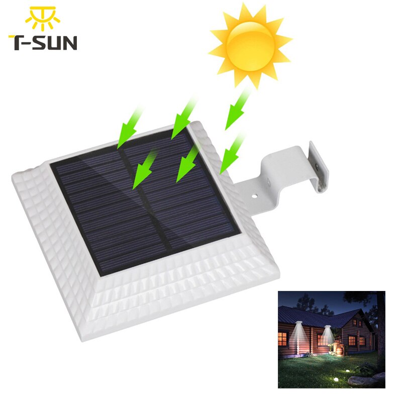 T-SUNRISE 12 LEDs Solar Gutter Light with Motion Sensor Outdoor Lighting Spotlight Solar IP44 Waterproof For Street Yard Path
