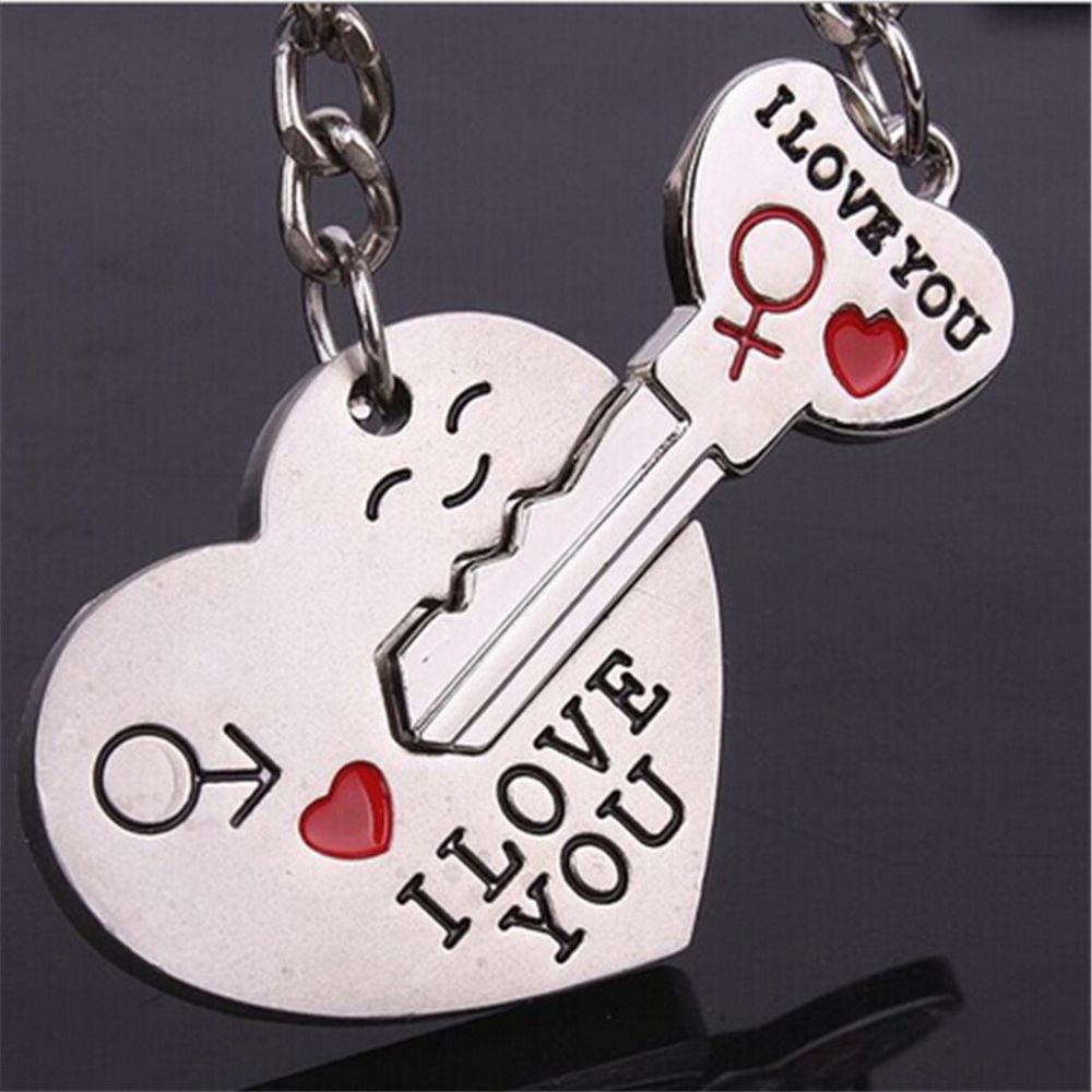 1 Paar Paar I Love U Brief Sleutelhanger Hart Sleutelhanger Zilverkleurige Liefhebbers Liefde Sleutelhanger Souvenirs Valentine dag