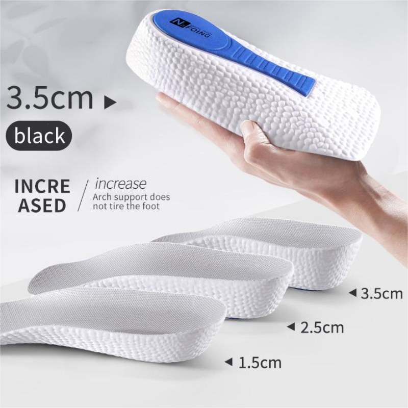 Altura Aumentar Elevador Sapatos Almofada, Arco Suporte, Palmilhas Ortopédicas, Absorção de Choque, Suor, Prevenção de Odor Inserções