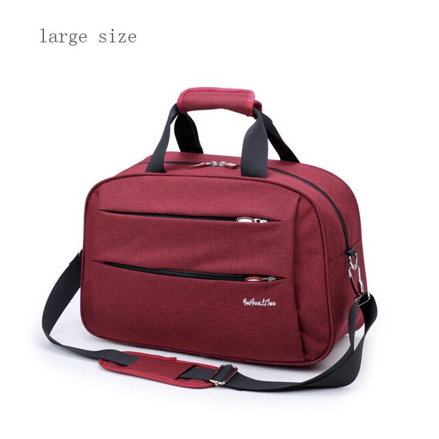 Luggage travel bags Waterproof canvas men women big bag on wheels man shoulder duffel Bag Black Blue carry on cabin luggage ZL32: wine Red  large