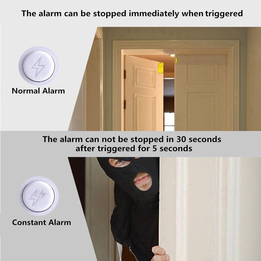 Wsdcam Door and Window Security Alarm Wireless Time Delay Alarm System Magnetic Triggered Door Open Chime for DIY Home Security