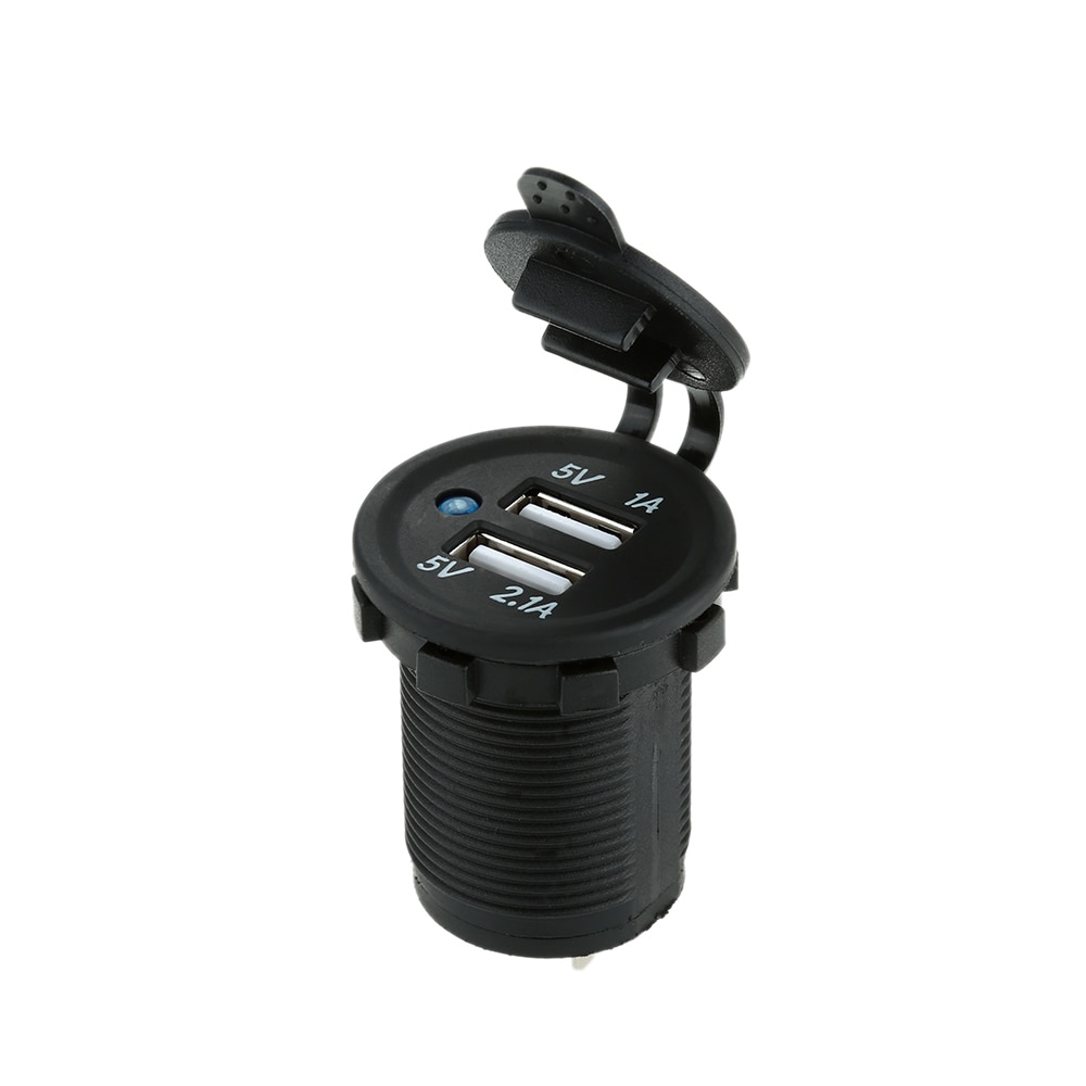 Auto Motorcycle Dual USB Socket Oplader Adapter Outlet Power Mobiele Telefoon Oplader DC 5 V 2.1A/1A voor auto Motorfiets ATV