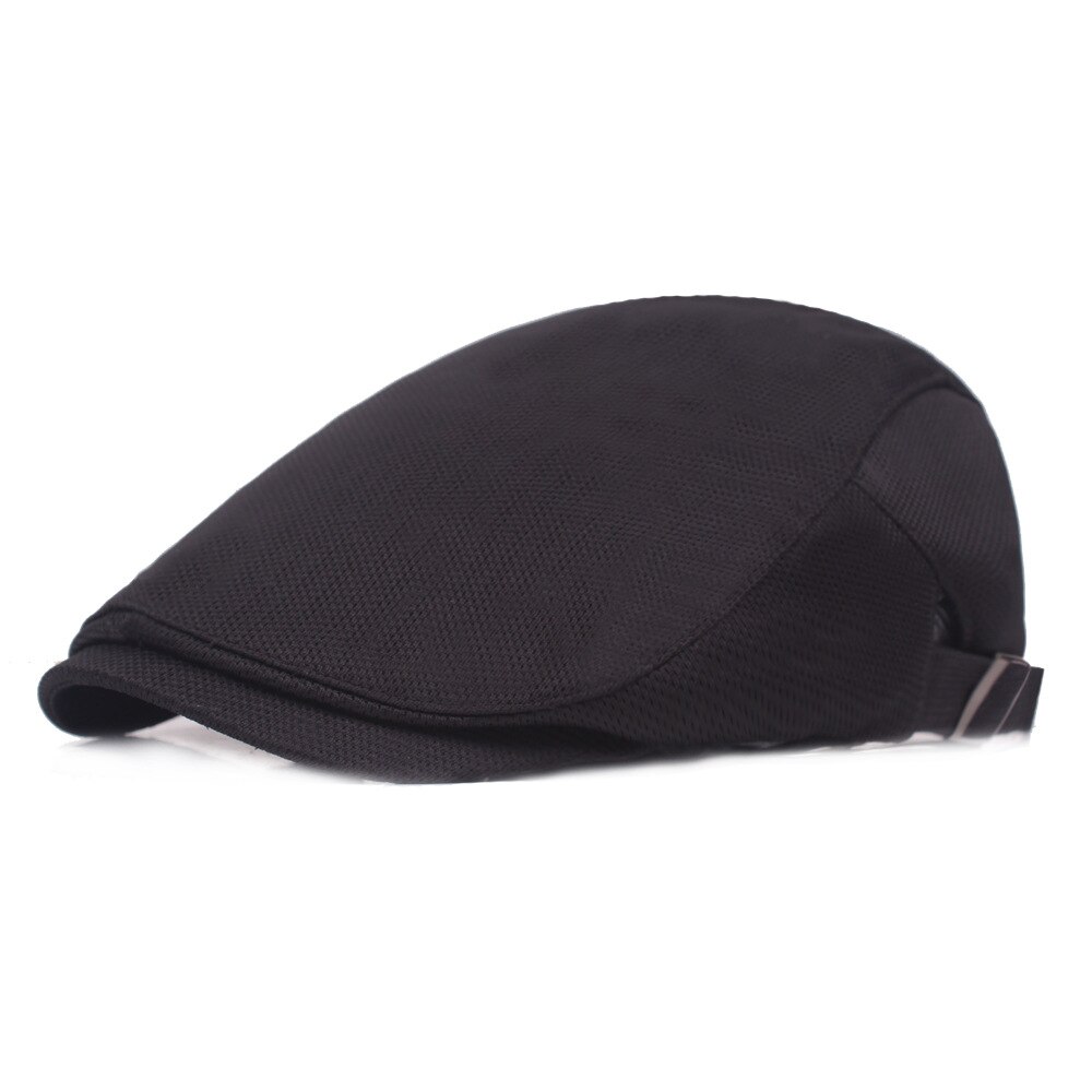 Gorra de malla transpirable para hombre y mujer, gorro de malla transpirable para caballero, gorra de caballero, ropa de calle, sombrero de Golf, gorras planas, sombreros de ornitorrinco,: Black