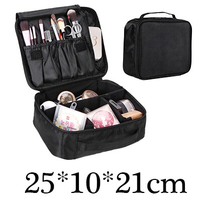 HMUNII Women Cosmetic Bag Travel Makeup Organizer Make Up Box Cosmetics Pouch Bags Beauty Case For Makeup Artist: A-Black Cosmetic bag