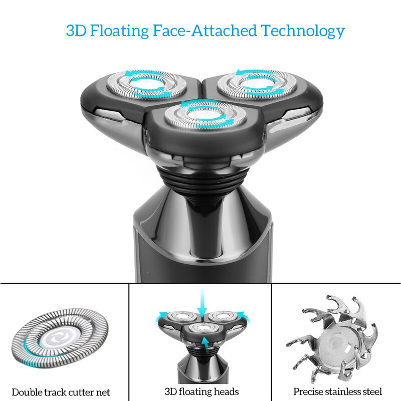 Washable USB Rechargeable Electric Shaver 3D Floating Triple Blade Electric Razor Face Care Shaving Machine Men Beard Razor