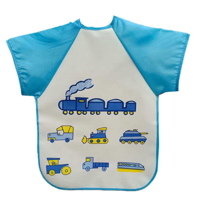 Neue Bib Baby Kinder Kleinkind Kurzarm EVA Wasserdicht Für Kleinkinder Kinder Lätzchen Cartoon Tier Fütterung Tuch Schürze Tasche Einstellbar: train