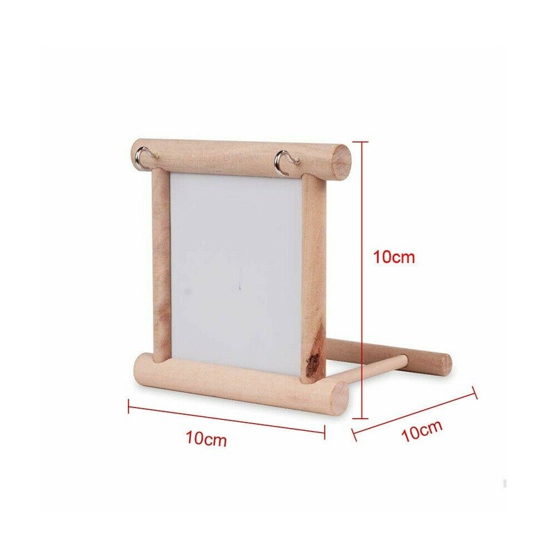 Espejo de madera para mascotas, juguete de juego con perca para loros, periquitos, cacatúas, Conure, pinzones, pájaros amorosos, accesorios, 1 unidad