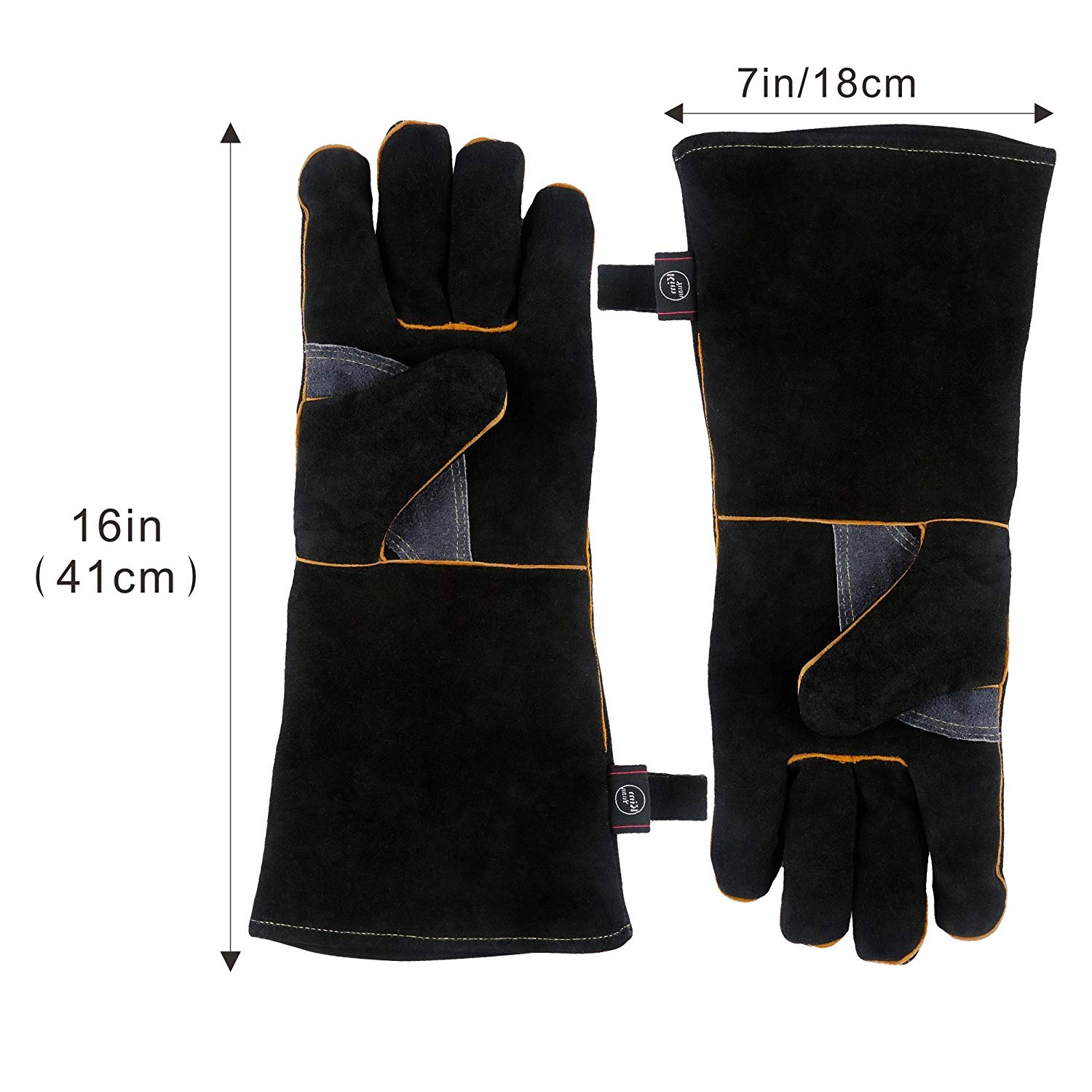 HHPROTECT BBQLeather Forge/Mig/Stick Welding Gloves Heat/Fire Resistant, Mitts for Oven/Grill/Fireplace/Furnace/Stove/Pot Holder