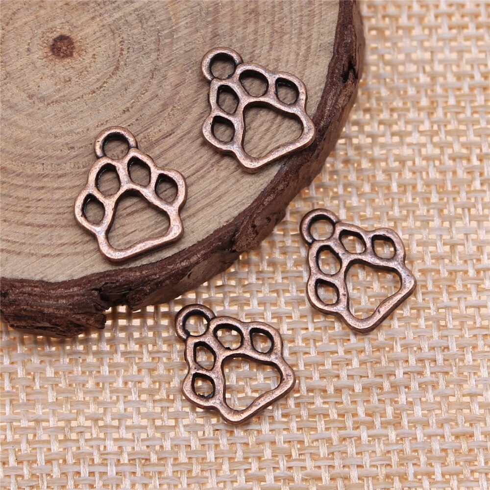 Wysiwyg 40 stk 13 x 11mm charms hundepote tibetansk bronze sølvfarve vedhæng antikke smykker fremstilling af gør-det-selv håndlavet håndværk