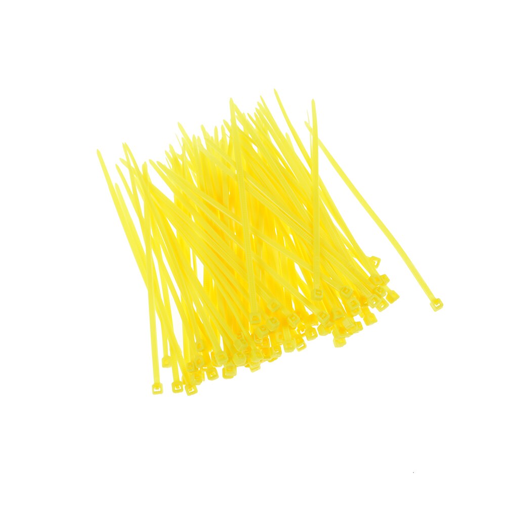100Pcs/pack 3*100mm Colorful Factory Standard Self-locking Plastic Nylon Cable Ties,Wire Zip Tie: YELLOW